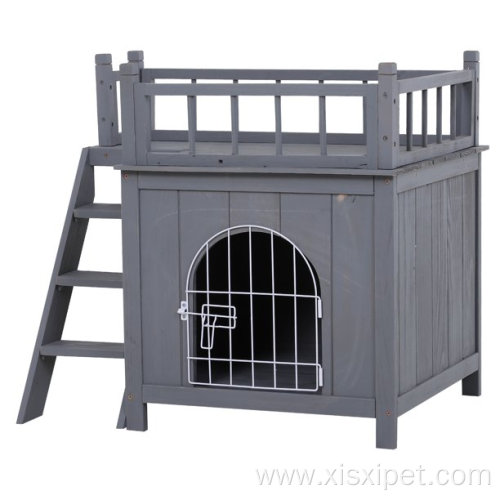 2-Story Indoor/Outdoor Wood Cat Dog House Cage